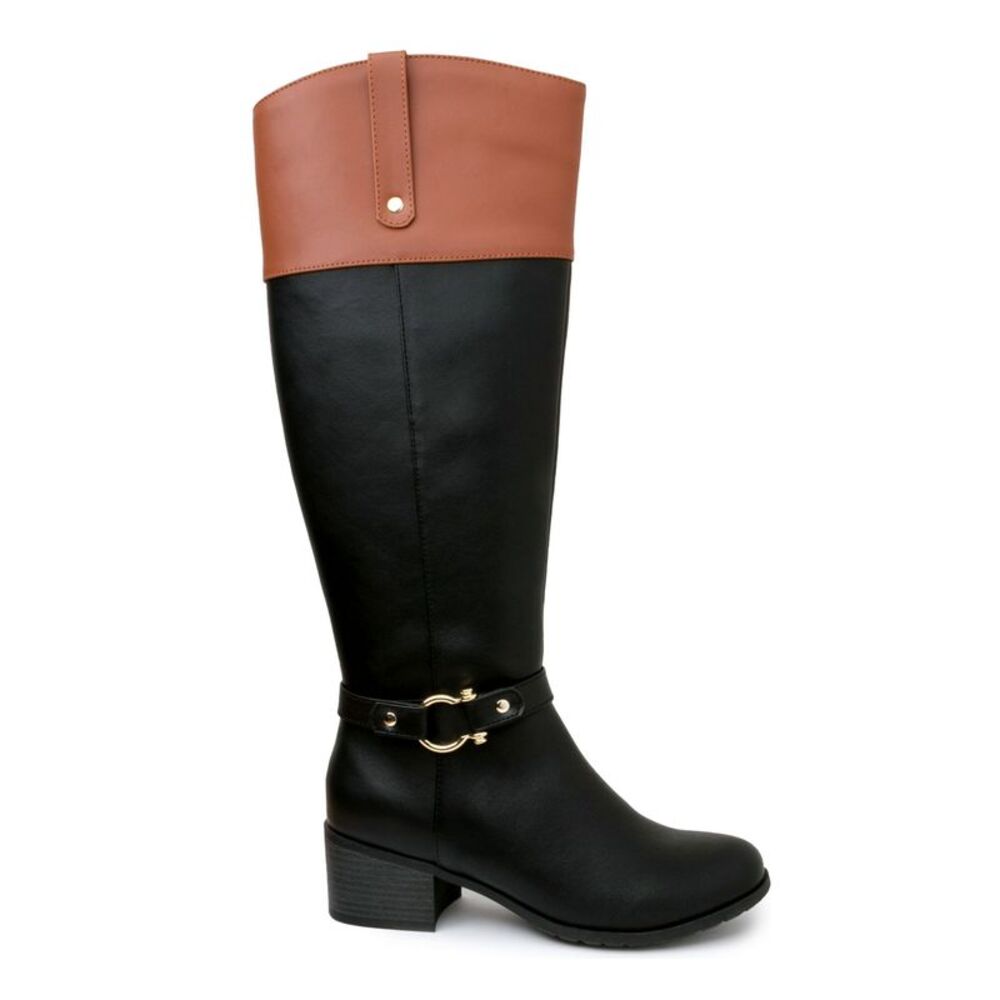KAREN SCOTT Womens Black Croc Harness Straps Vickyy Almond Riding Boot 5 M